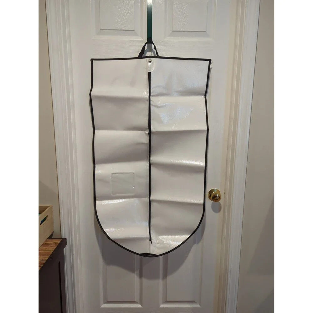 Heavy White and Black Plastic Over Garment‎ Bag - dress suit formal
